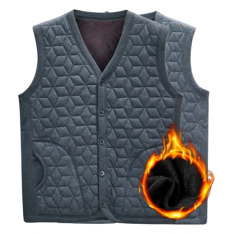 冬季马甲男外套中老年人加厚坎肩加绒背心爸爸开衫抓绒保暖大码男