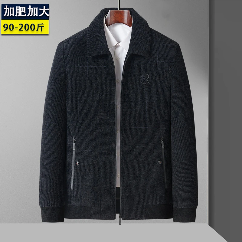 男士男装雪呢尔夹克春秋新款爸爸装中老年翻领外套男上衣