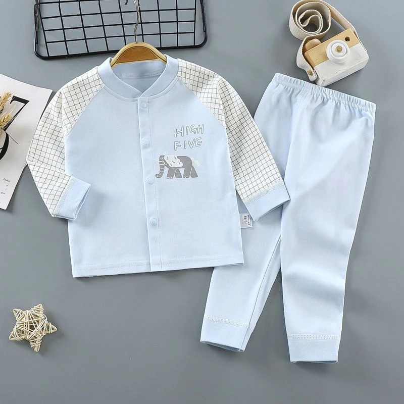 婴儿内衣纯棉套装宝宝衣服对开初生儿童长袖分体秋装宝宝秋衣秋裤