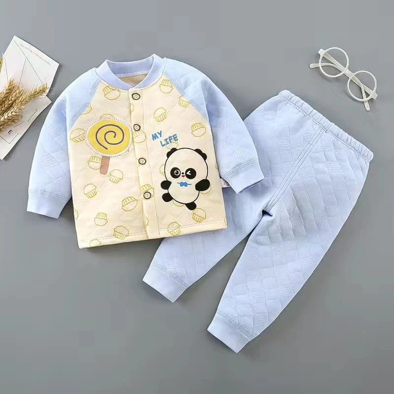 婴儿无骨保暖内衣套装春秋冬宝宝加厚秋衣秋裤男女儿童打底睡衣裤