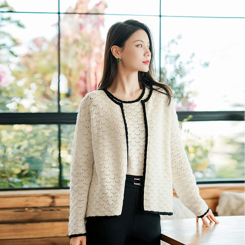 谭飞玉瓷针织套装松弛贵气感手作感勾编工艺精致老钱风真两件套装