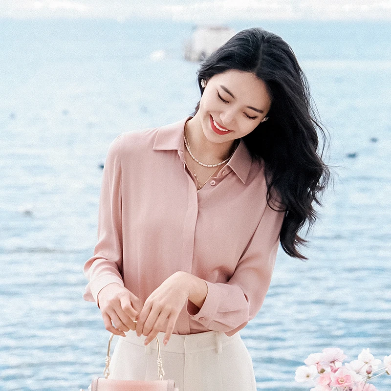 谭飞【哑光真丝衬衫】 春夏时尚百搭通勤气质真丝内搭桑蚕丝衬衫ZB