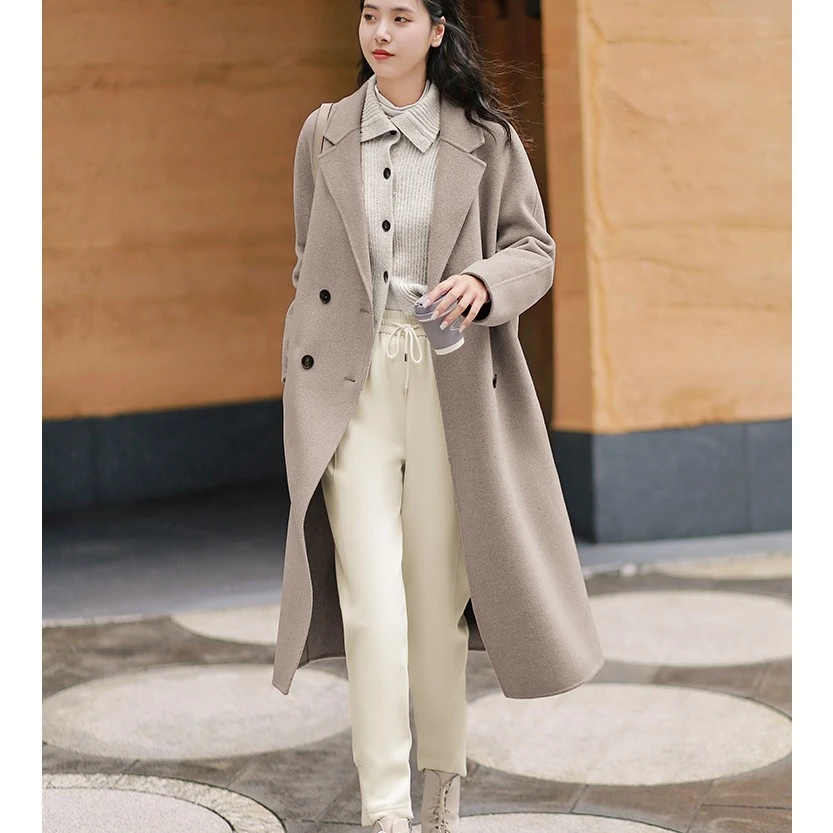 谭飞【铂金大衣】秋冬新款小个子中长款毛呢外套女气质