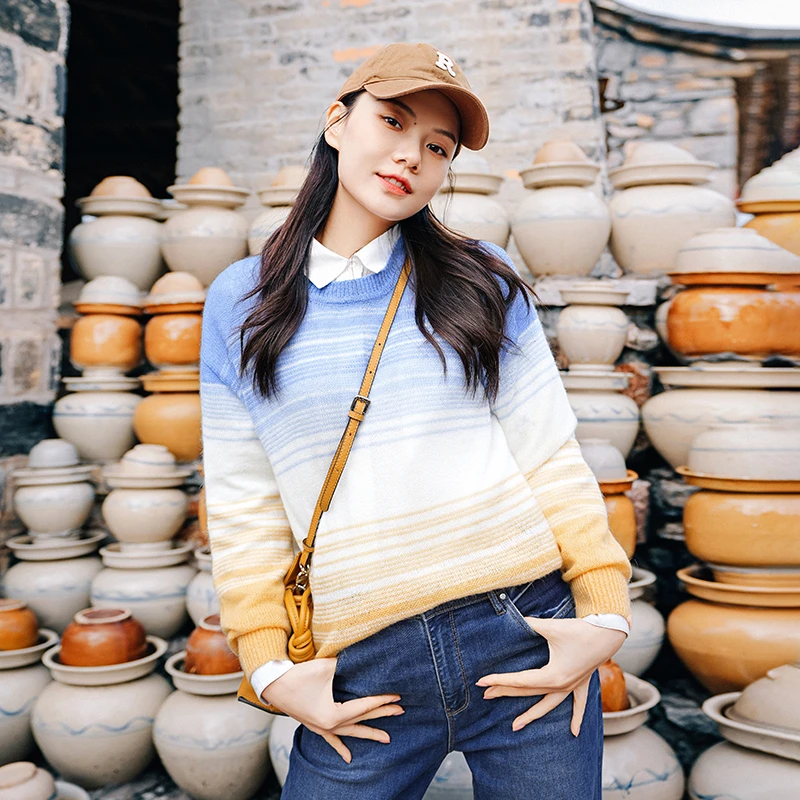 【沧海遗珠】彩霞毛衫 谭飞五周年活动  圆领套头打底针织衫