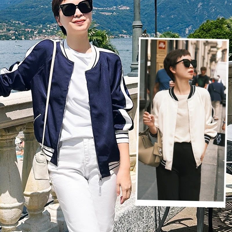 谭飞无龄棒球服 秋季韩版时尚宽松休闲百搭圆领外套潮流减龄显瘦