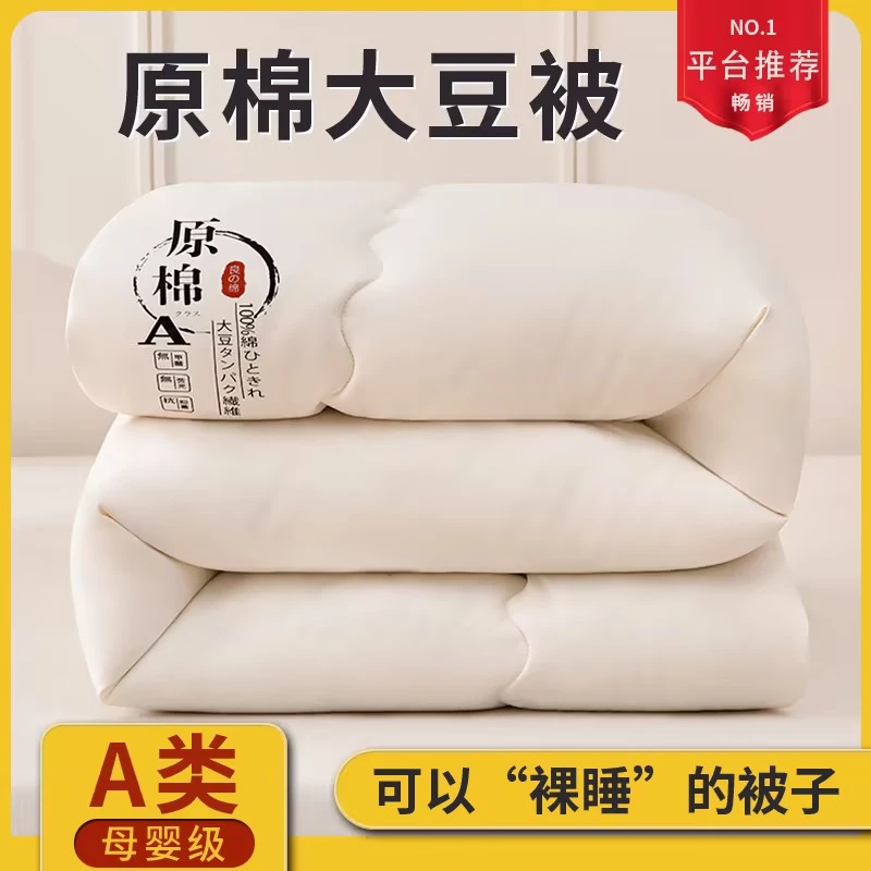 A类原棉加厚大豆被子单人双人冬被秋冬清仓被被褥被芯床上用品