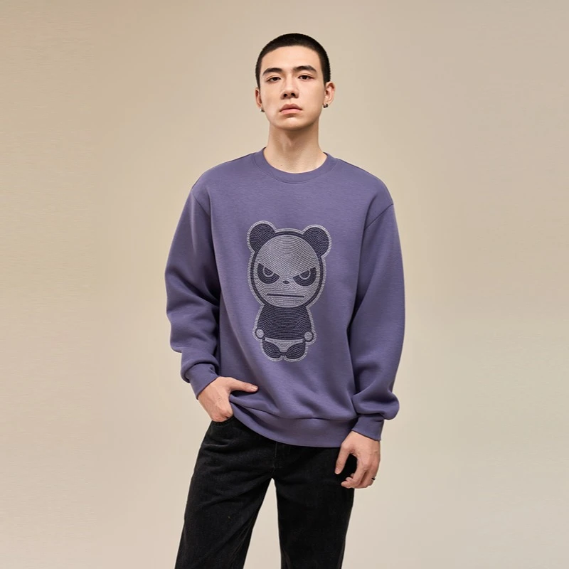 HiPanda秋季男女同款经典图案烫钻卫衣时尚潮流宽松24AWWH008