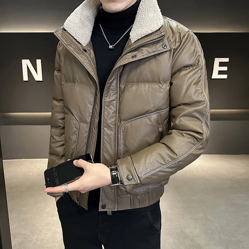 【小扬哥推荐】潮牌毛领羽绒服男短款冬季加厚外套2023新款男装上