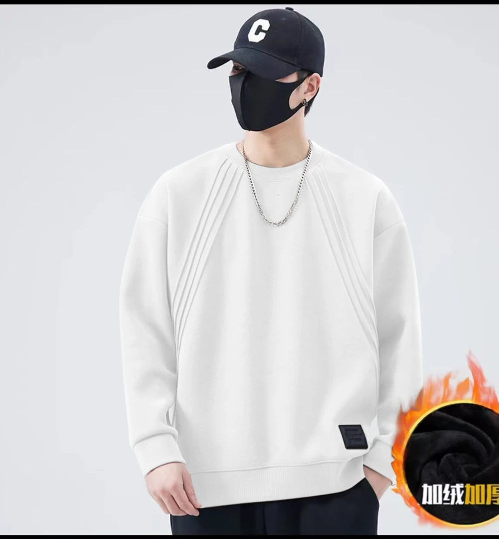 UUS设计！米兰绒！加绒加厚【设计师高货】！ 条纹拼接卫衣百搭056