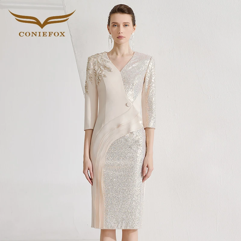 创意狐2024新款礼服裙高端轻奢小众日常可穿小个子礼服亮片连衣裙