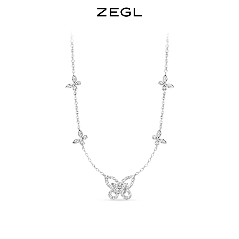 ZEGL 坠链均925银 蝴蝶项链小众高级设计感简约精致时尚首饰DB