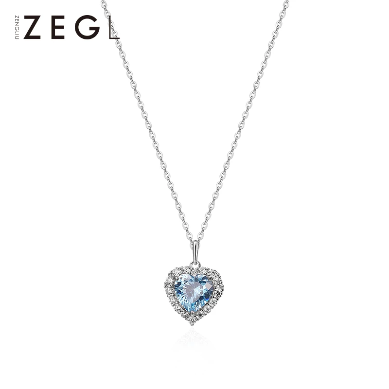 ZEGL 坠链均925银 天使之心项链女小众时尚爱心轻奢时尚ins锁骨链