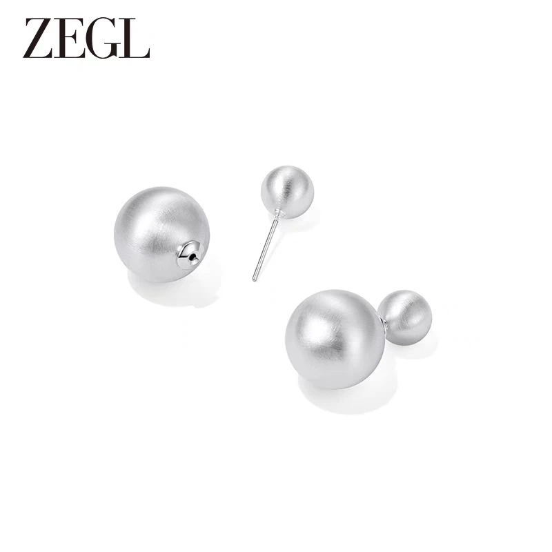 ZEGL 铜合金耳饰 双球时尚耳环简约气质新款个性百搭轻奢首饰饰品