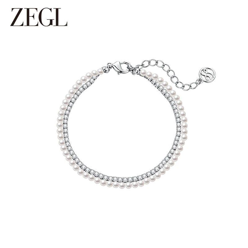 ZEGL 铜合金手链 双层叠戴手链女轻奢小众2024年新款法式复古手饰