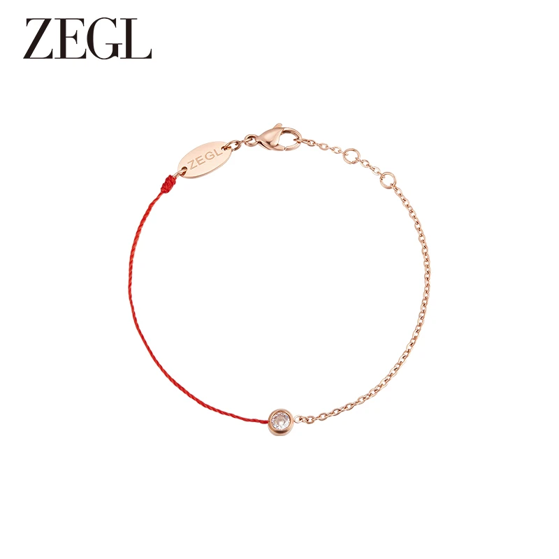 ZEGL 钛钢手链 本命年细小红绳手链女编织手绳韩版简约闺蜜姐妹链