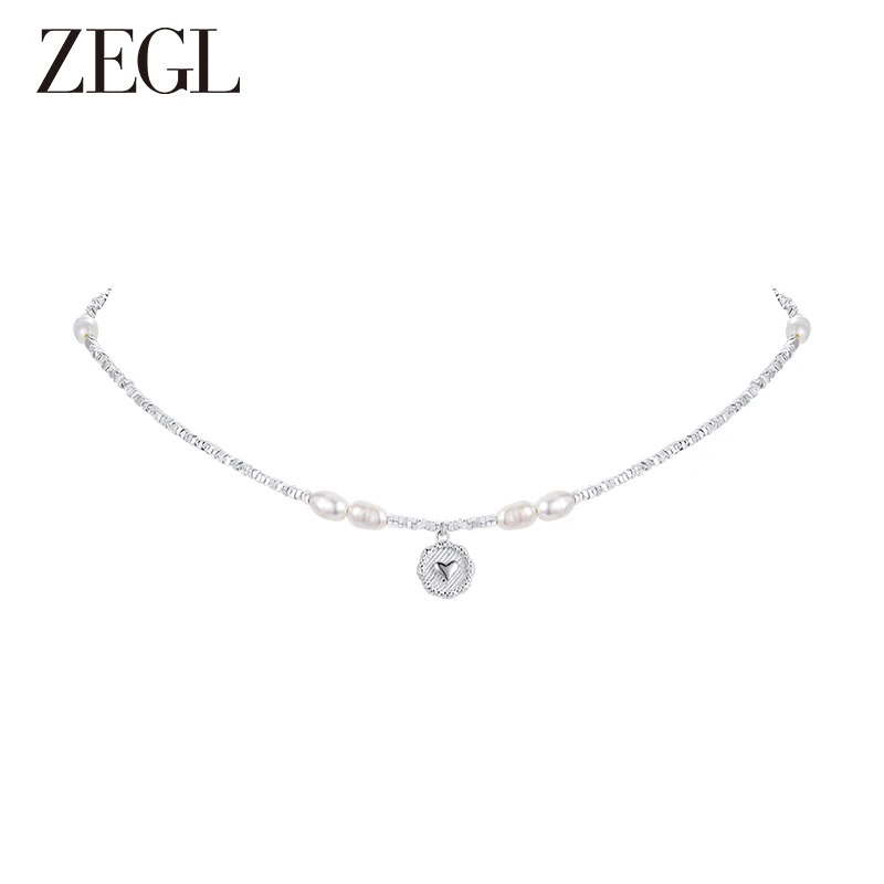 ZEGL 铜合金项链 圆牌碎银项链百搭轻奢小众高级感简约气质锁骨链