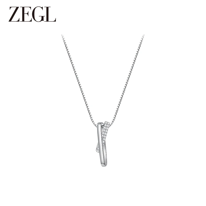 ZEGL 坠链均925银 简约几何交叉项链轻奢新款高级感个性小众饰品