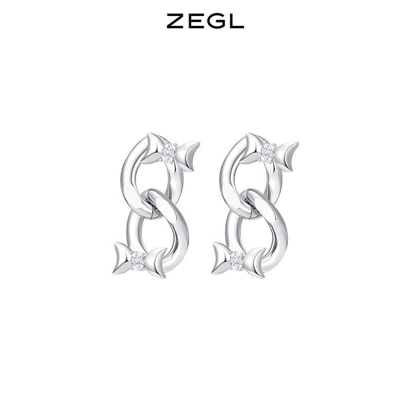 ZEGL 铜合金耳饰 蝴蝶结环扣耳环女小众高级感冷淡风耳钉秋冬耳饰