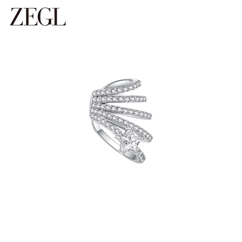 ZEGL 铜合金耳饰 月溅星河耳夹无耳洞新款小众耳骨夹耳环气质耳饰