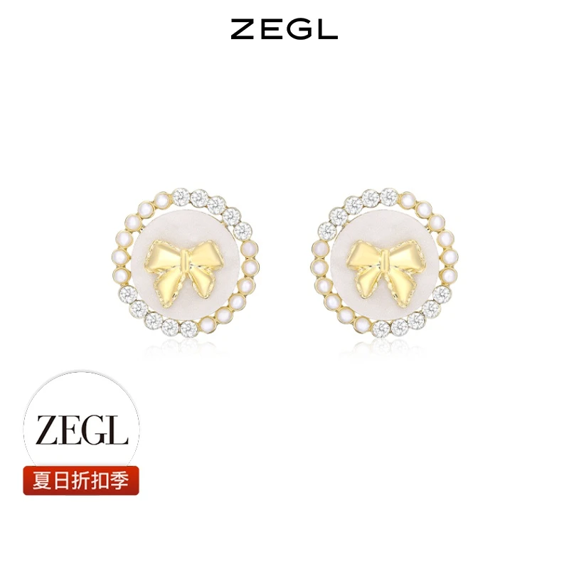 【ZEGL夏日折扣】金色蝴蝶结耳拍轻奢气质简约百搭小众饰品
