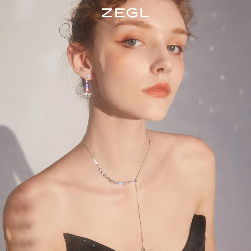 ZEGL 合金合成锆石项链 轻奢Y字项链新款高级设计感小众百搭简约