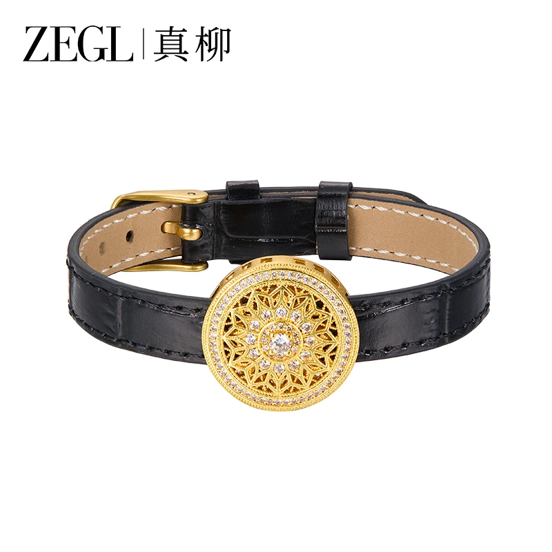 ZEGL 镀K金 八宝罗盘手表链铜镀18K金百搭简约手饰