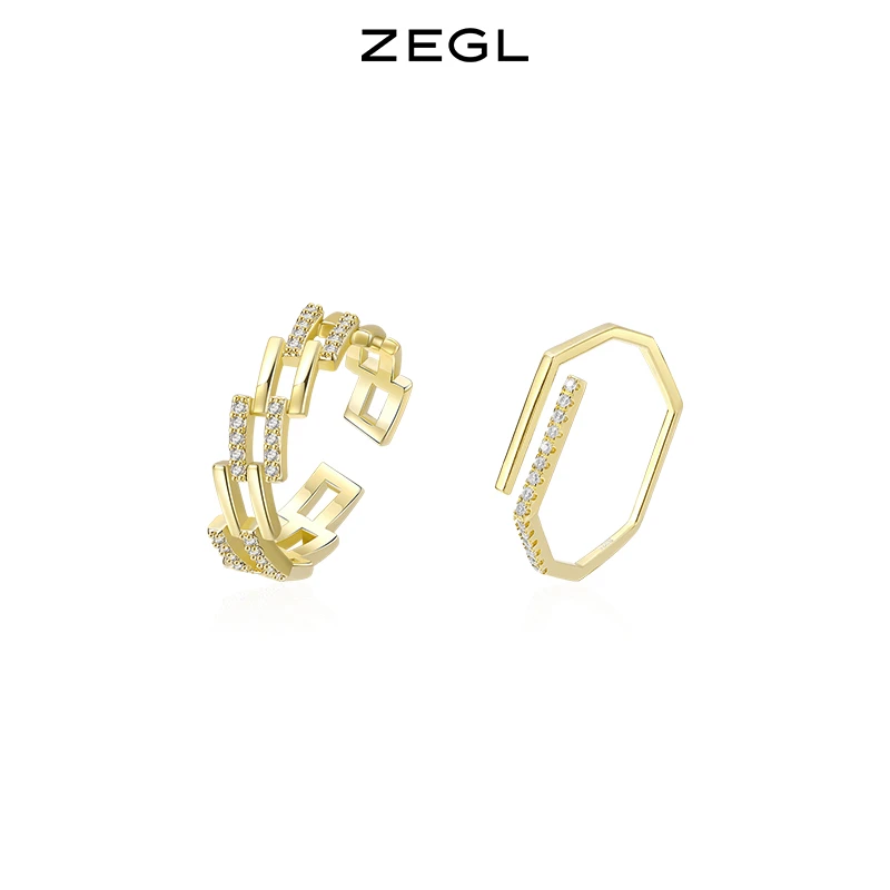 ZEGL 铜合金戒指 日式轻奢几何戒指女小众个性气质时尚简约指环