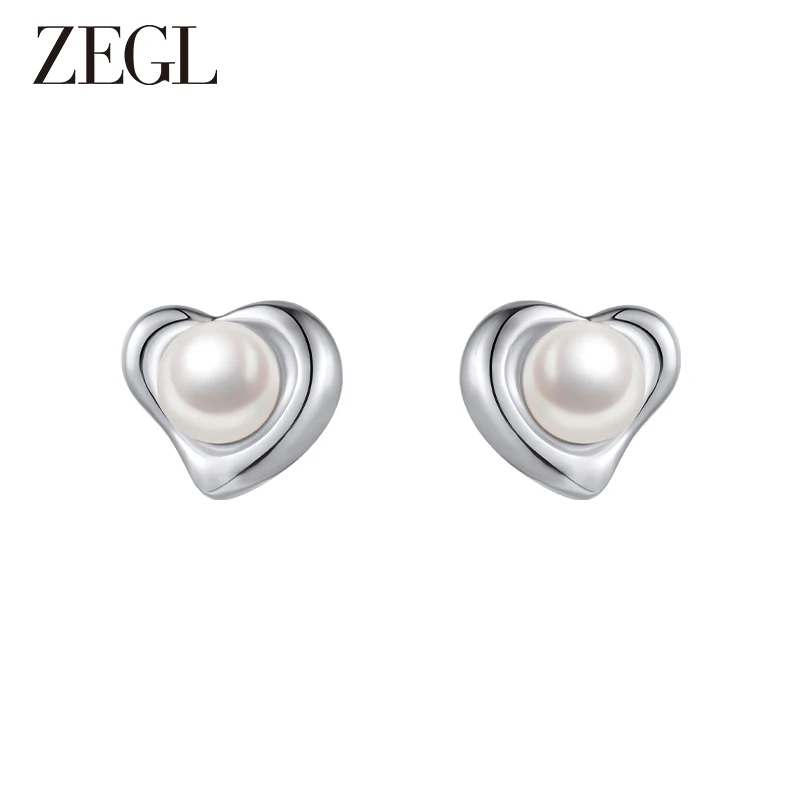 ZEGL 铜合金耳饰 爱心耳钉轻奢小众新款百搭简约时尚气质法式耳饰