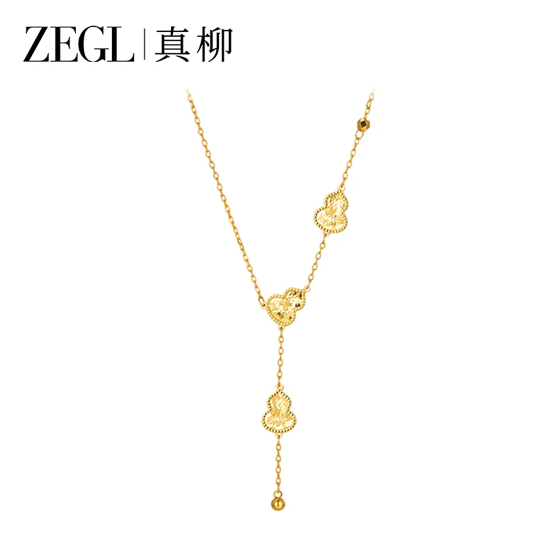 ZEGL【五福临门】古法葫芦项链铜镀18K金高级感气质优雅秋冬毛衣链
