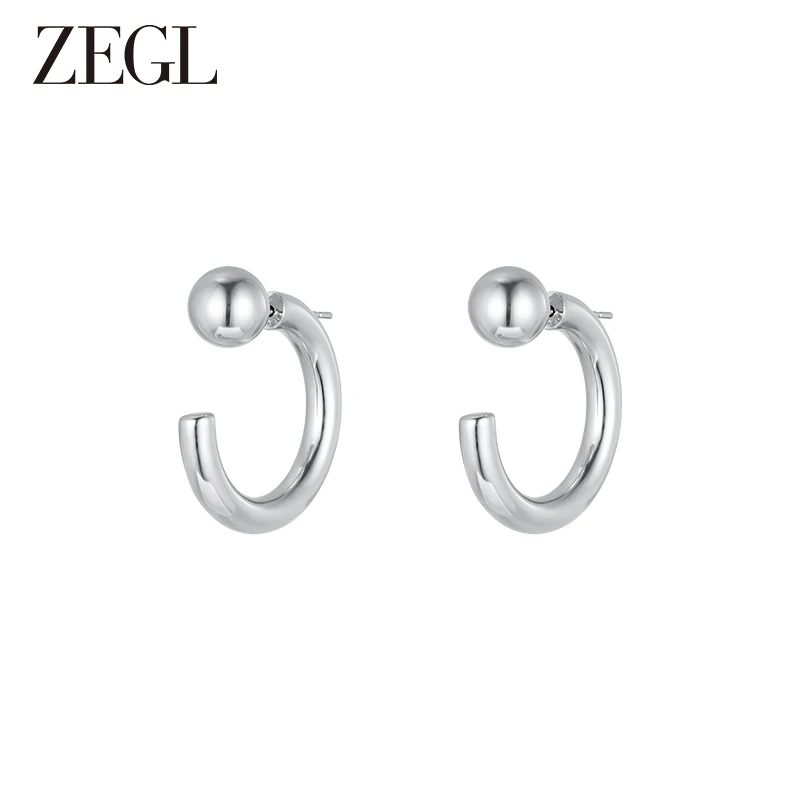 ZEGL 铜合金耳饰 C圈耳环气质百搭小众简约冷淡风轻奢时尚ins首饰