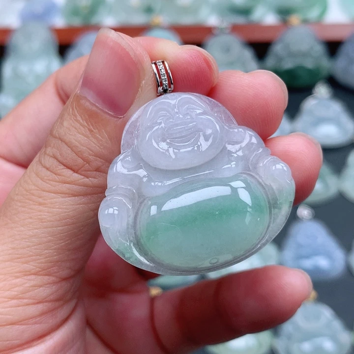 翡翠吊坠(不含链)18K金镶嵌