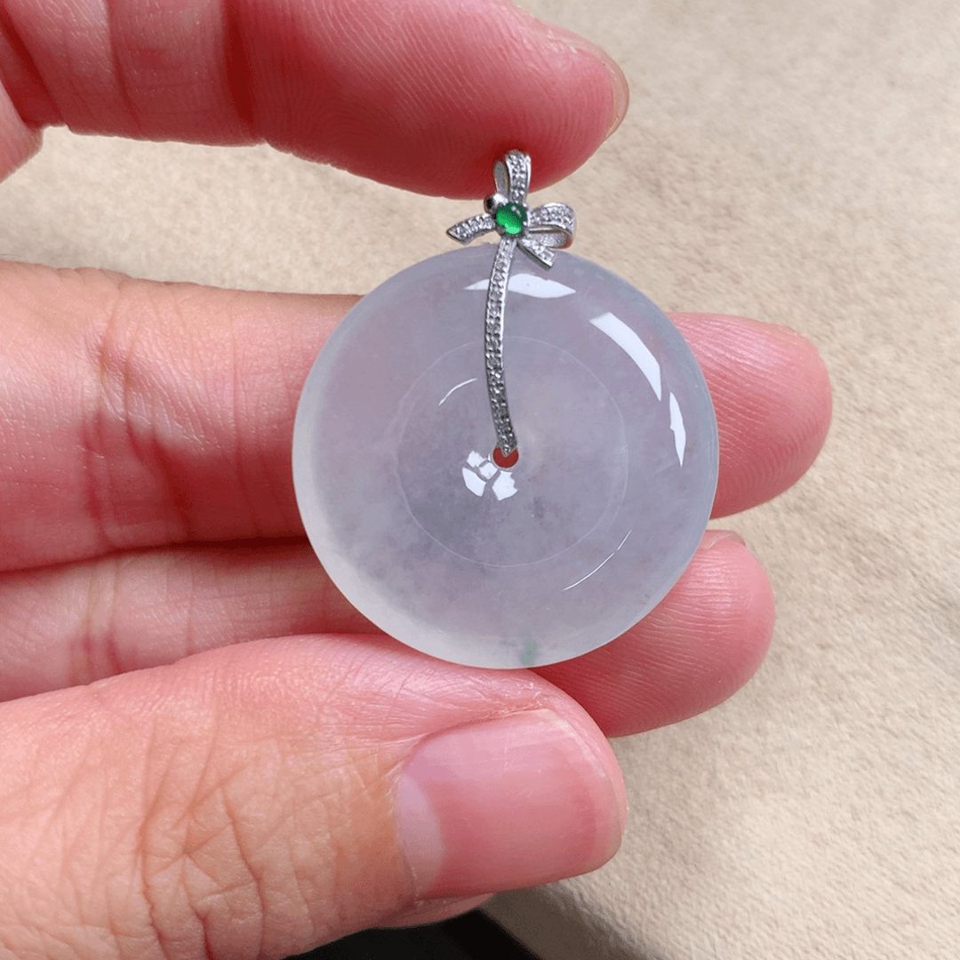 翡翠吊坠(不含链)18K金镶嵌