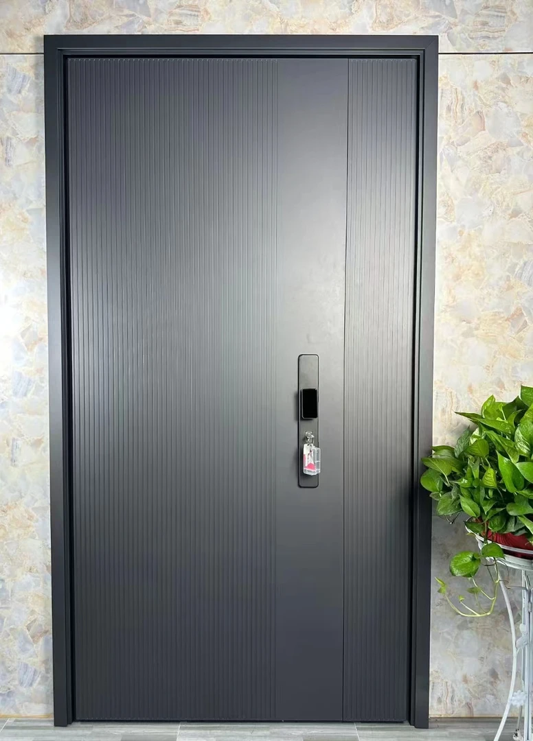 新百川3毫米精雕铸铝防盗门子母门带智能锁邮到物流点送电池