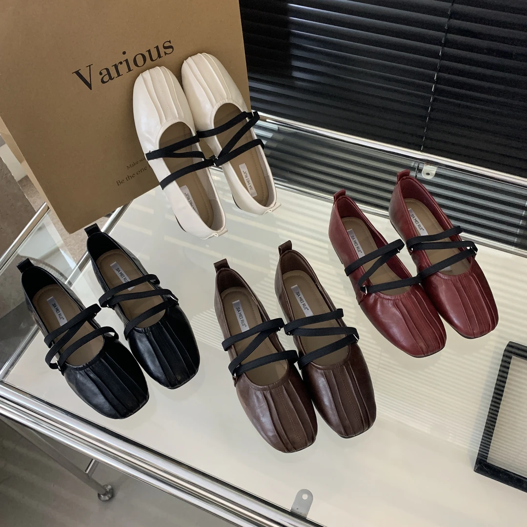 893-28晚晚奶奶鞋圆头浅口法式复古仙女风平底单鞋女春秋玛丽珍鞋