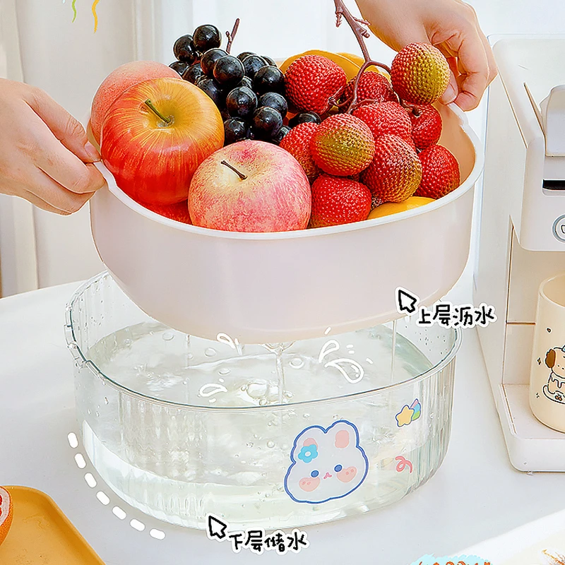 洗菜沥水篮水果盘客厅家用高端双层厨房菜篮子网红洗菜盆大号托盘
