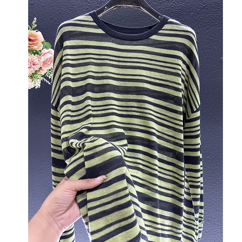 【丹丹家】韩版 宽松 条纹针织衫女14