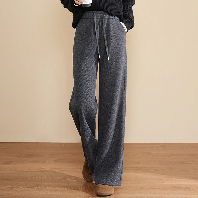 哥弟阿玛施正品羊毛呢阔腿裤女秋冬2025新款时尚高腰垂感休闲爆款