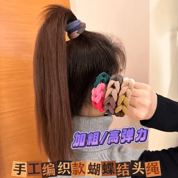 高端皮筋女编织蝴蝶结头绳扎头高弹力发圈头饰发饰发绳