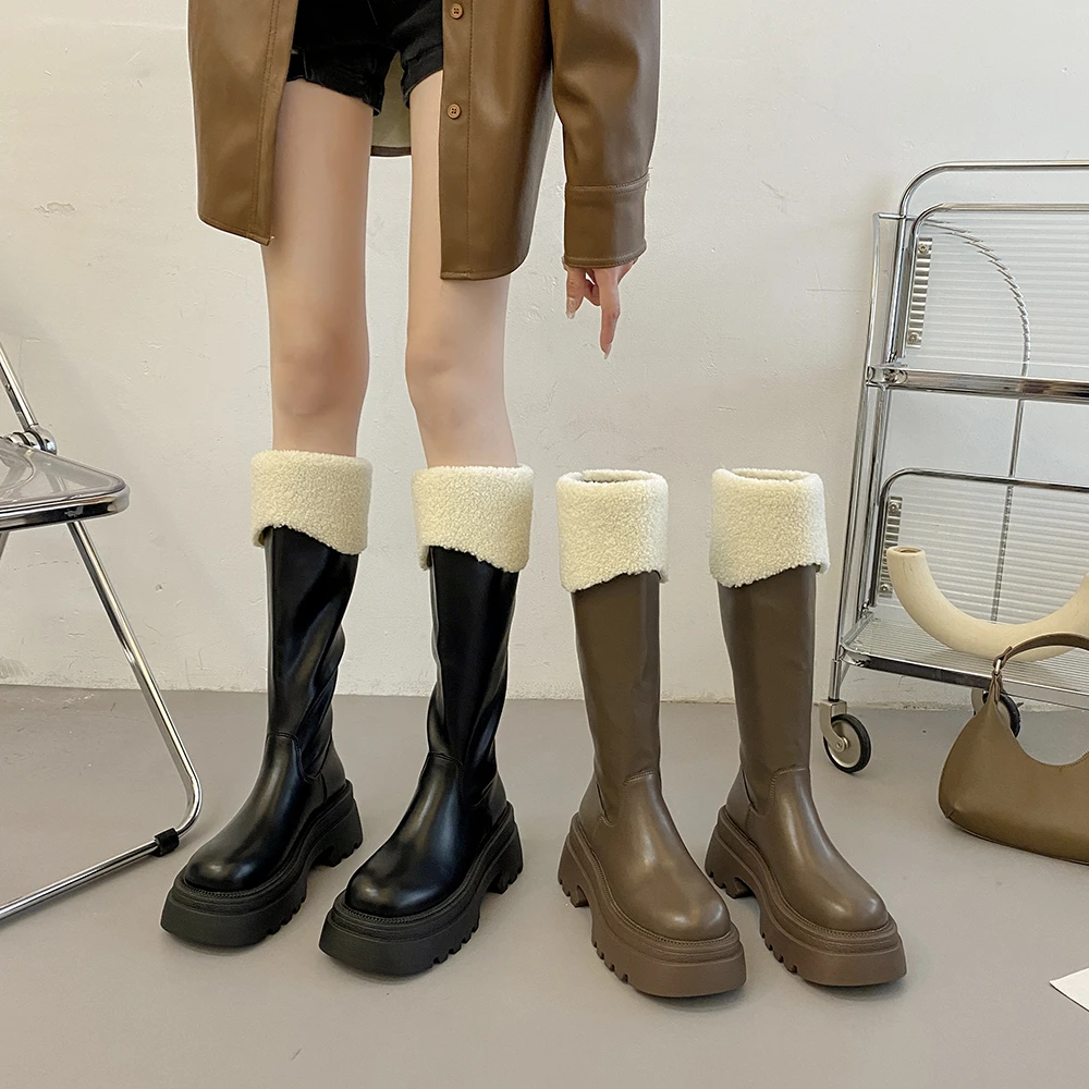 JIABUJIA/贾不假-长靴2023秋新款百搭小个子复古洋气加绒瘦瘦靴潮