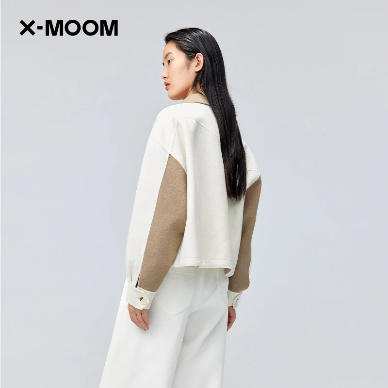 X--MOOM春季新款高端羊毛大衣小个子双面呢短外套女ZVCFJ18070