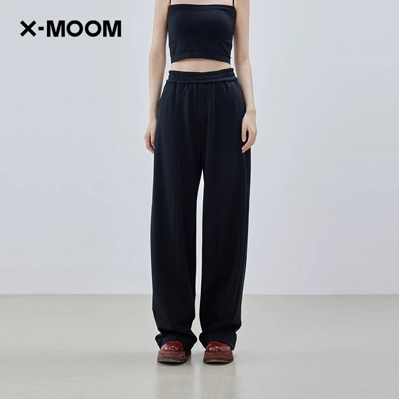 X--MOOM2024冬季新款松紧腰型阔腿显瘦休闲卫裤ZXDNZ20611A