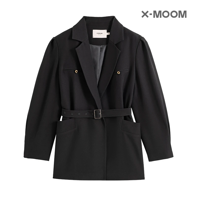 X--MOOM外套女羊腿袖轻复古设计款西装西服时尚设计感ZUQWX17404