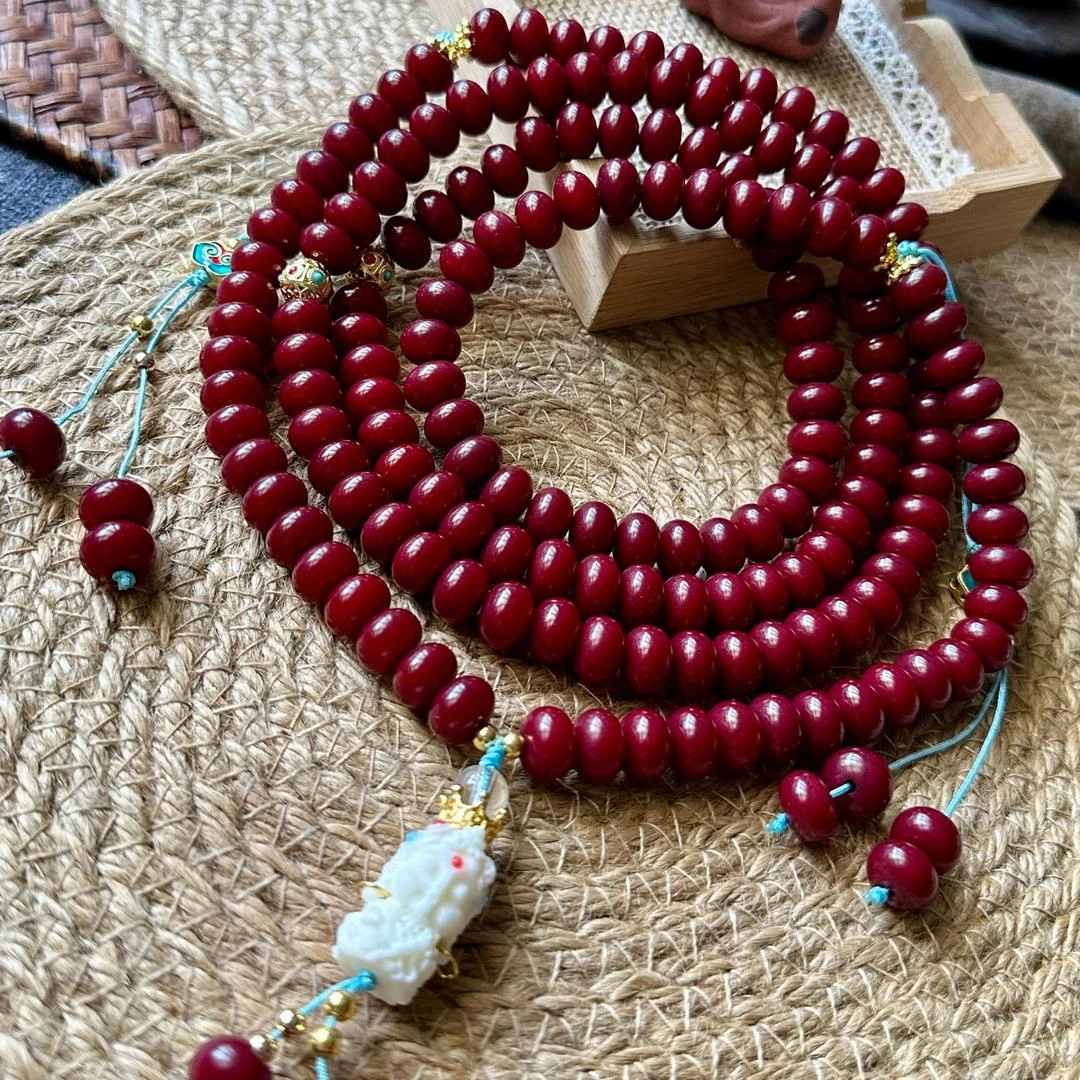 红菩提根手串168颗背背链念珠手持新中式度母原创（送盘玩袋）