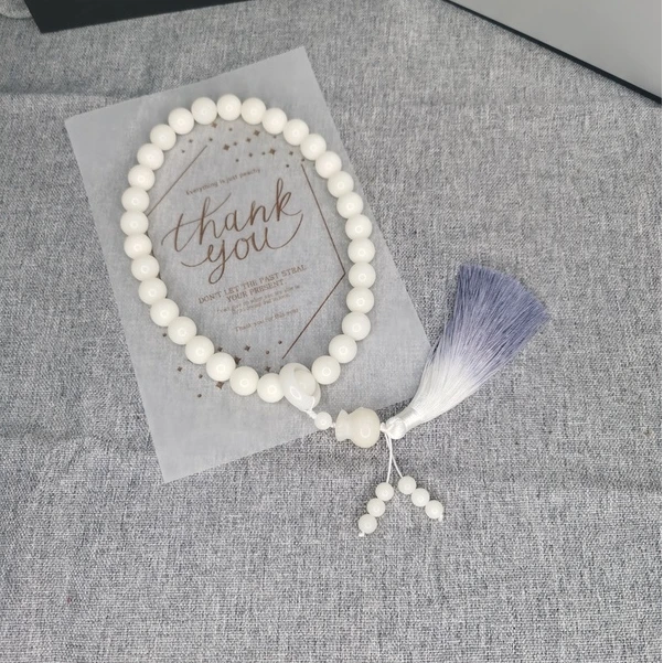 原生态白菩提根手持钱袋子吊坠14mm圆珠跑环念珠手持