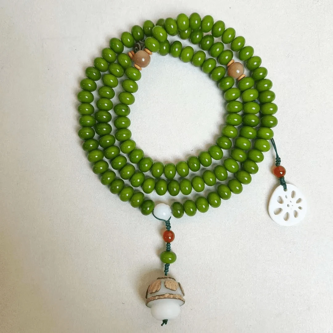 佳偶天成 青菩提108颗多圈手串挂脖款藕片小蘑菇手作款念珠文玩