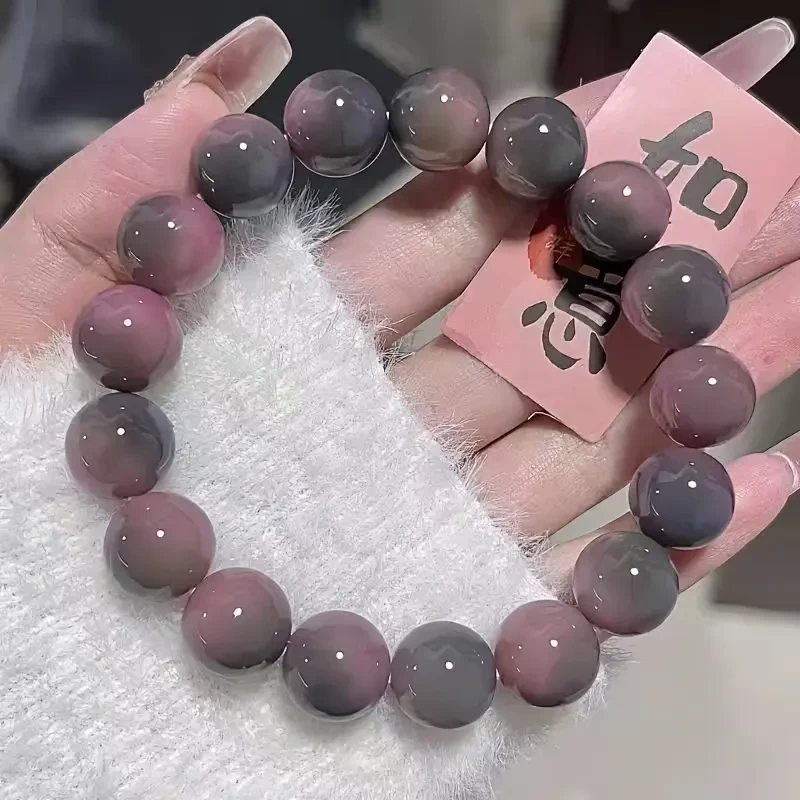 粉紫色系手串圆珠紫葡萄菩提子绕指柔男女盘玩手串菩提子
