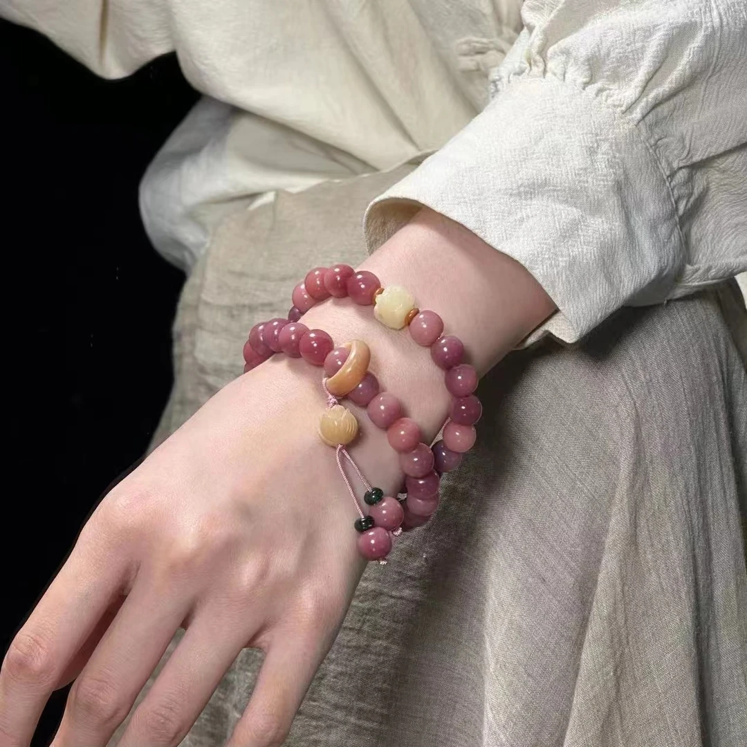 （有盘玩袋手套）乌梅子酱菩提双圈手串莲花奶酪精工菩提根文玩手持