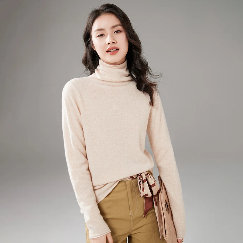 2022新品女纯山羊绒衫打底堆堆领 修身 打底 外搭