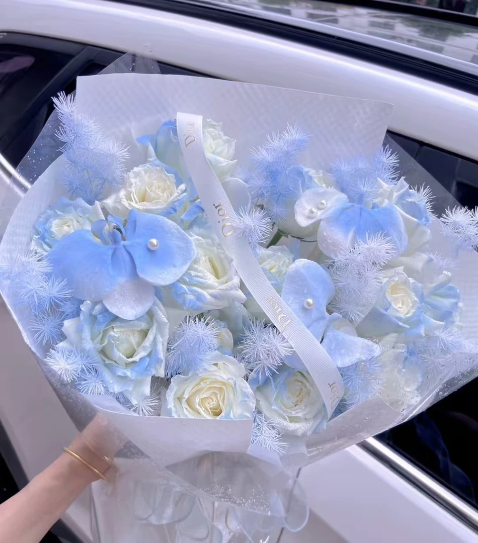 【生日花束】男士花束 碎冰蓝 送货上门