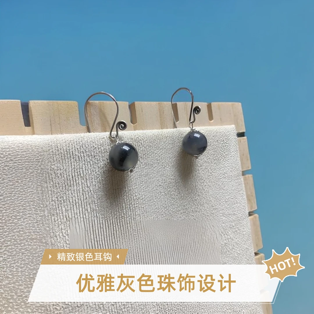岫玉 紫墨S925银勾耳坠精美小巧简约时尚百搭款